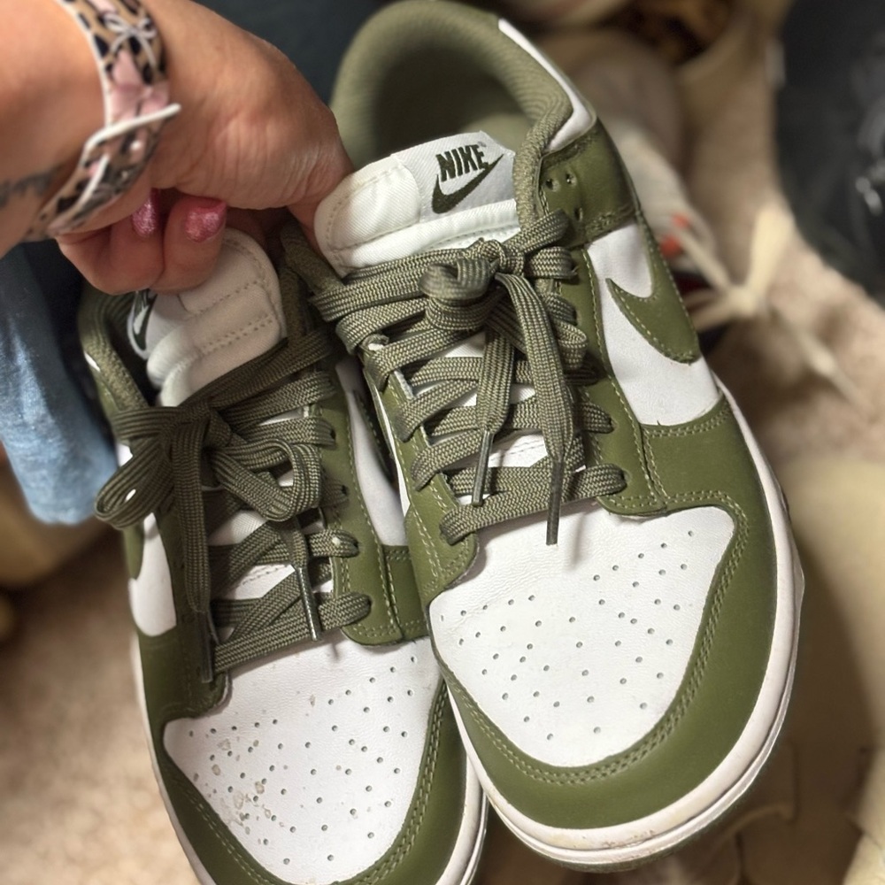 Nike Green and White Sneakers DUNKS